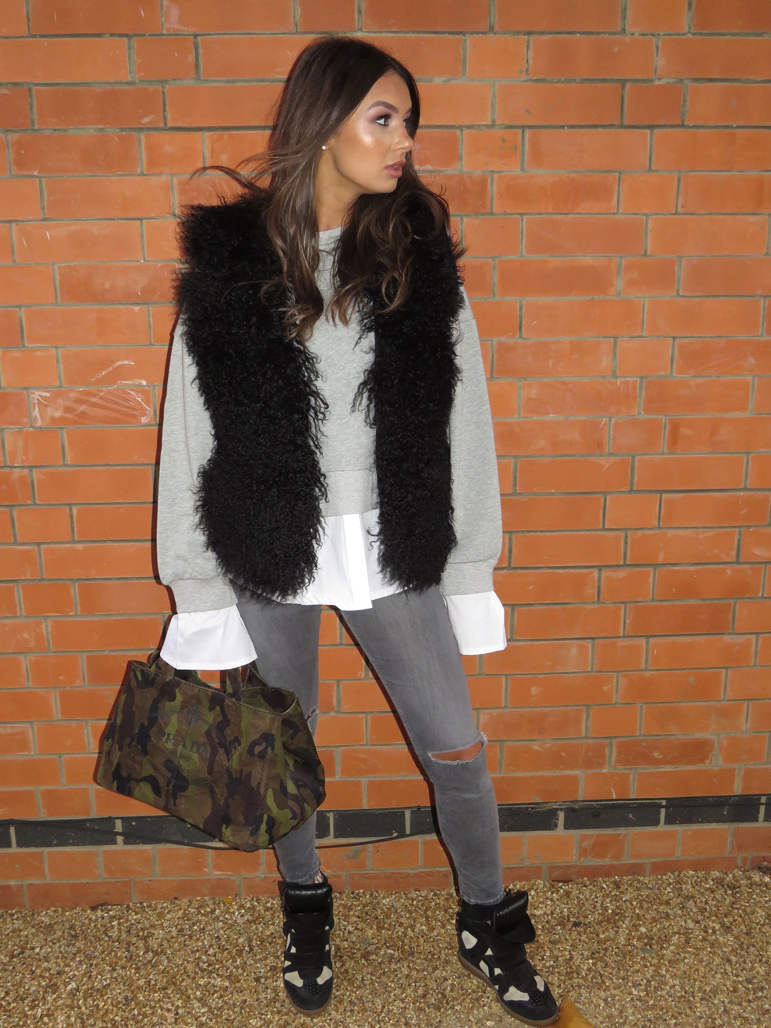 Mongolian Fur Gillet - Black