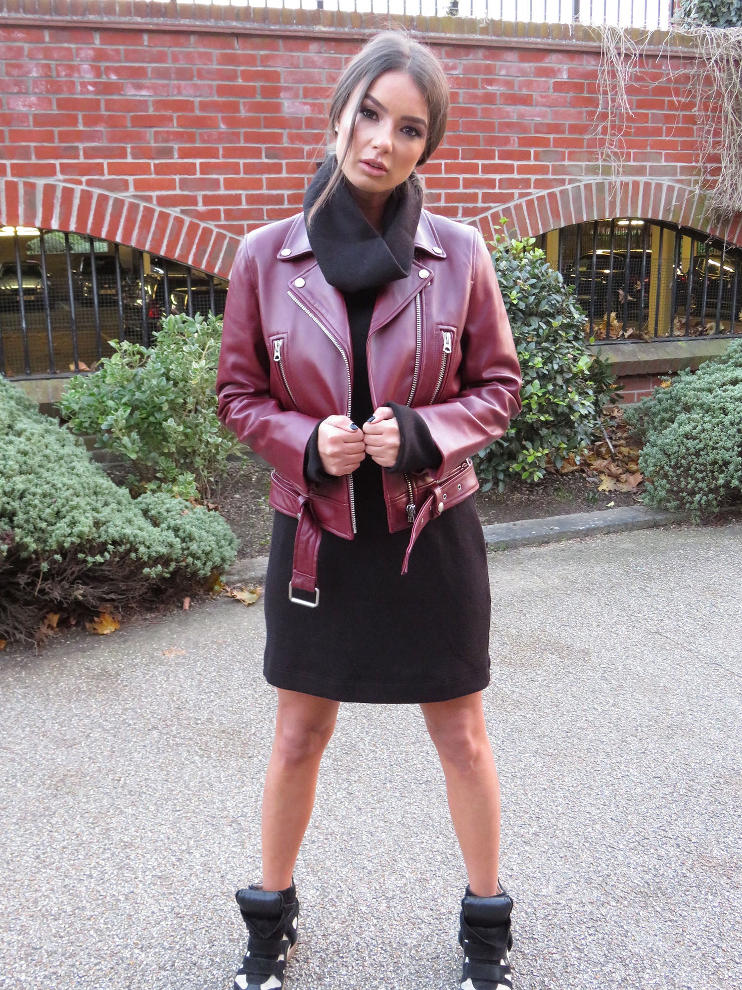Victoria Leather Biker - Wine Red