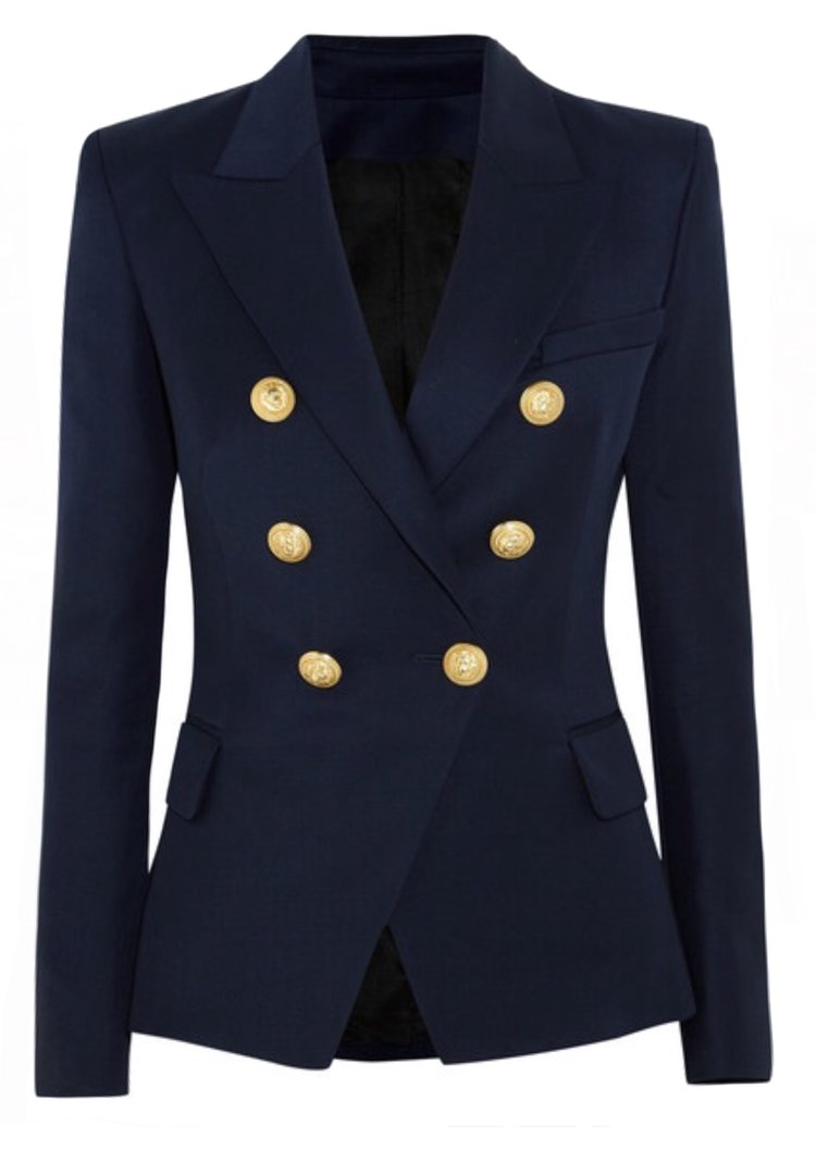 SALE Double Breasted Blazer with Gold Hardware - Navy