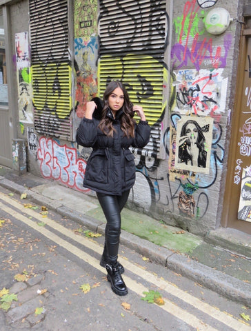 Sophia black coat - gold hardware