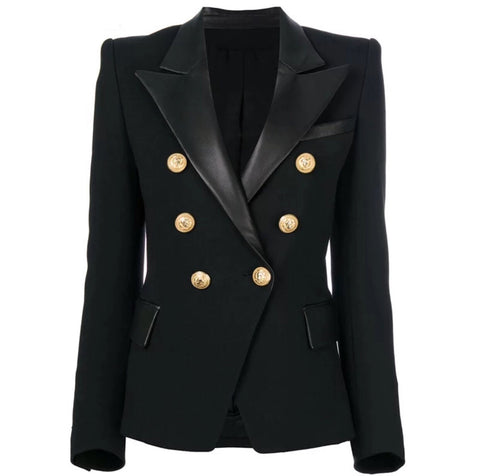 Double Breasted Blazer with Gold hardware - Gold