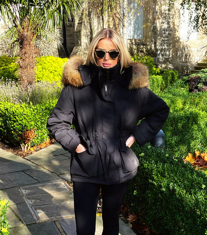 Sophia black coat - gold hardware