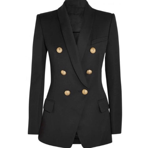 Double Breasted Blazer with Gold hardware - Gold