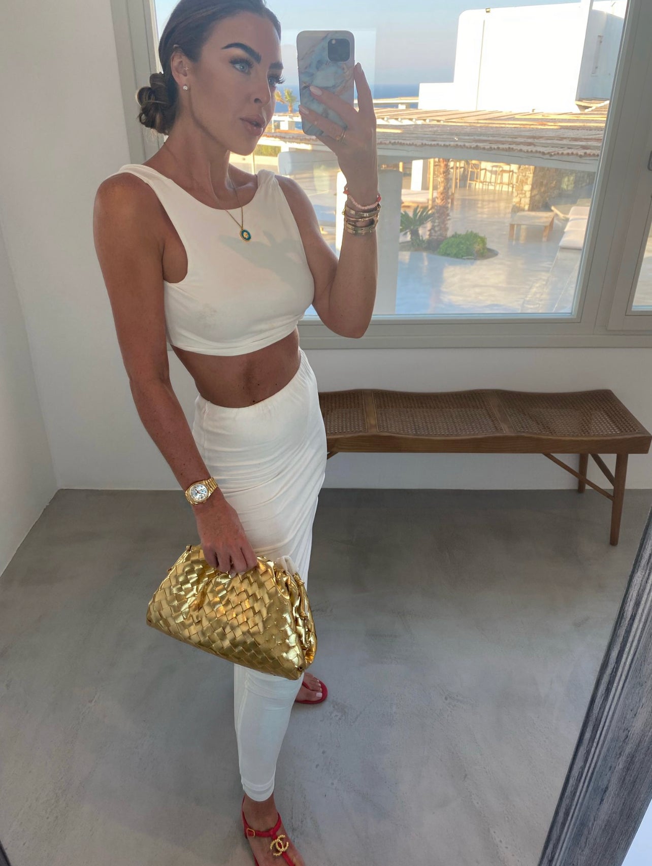 Soho Knott Clutch Bag - Yellow Gold Large