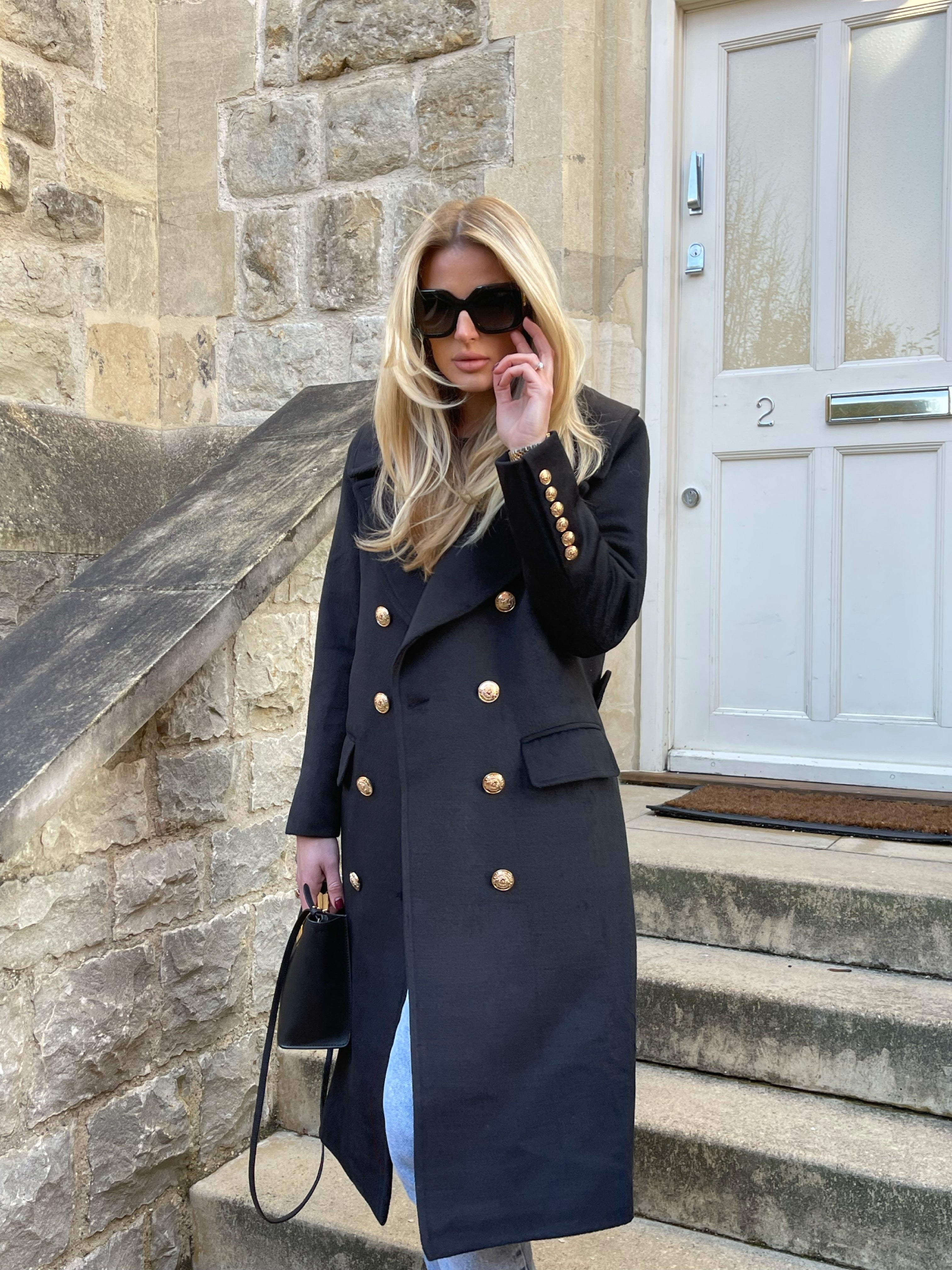 Sophia black coat - gold hardware