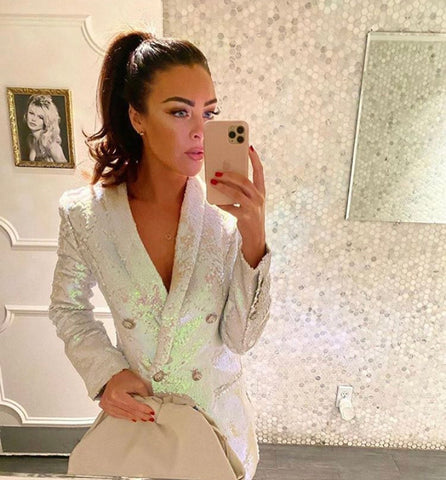 Double Breasted Blazer with Gold hardware - Gold