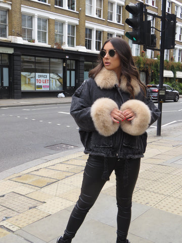Sophia black coat - gold hardware
