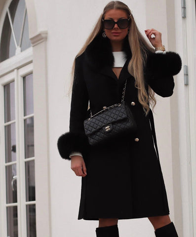 Sophia black coat - gold hardware