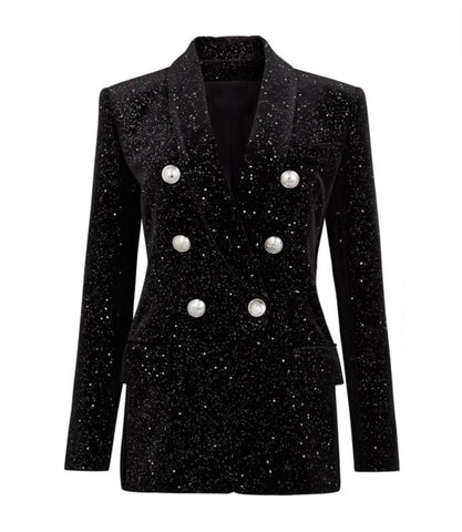 Double Breasted Blazer with Gold hardware - Gold