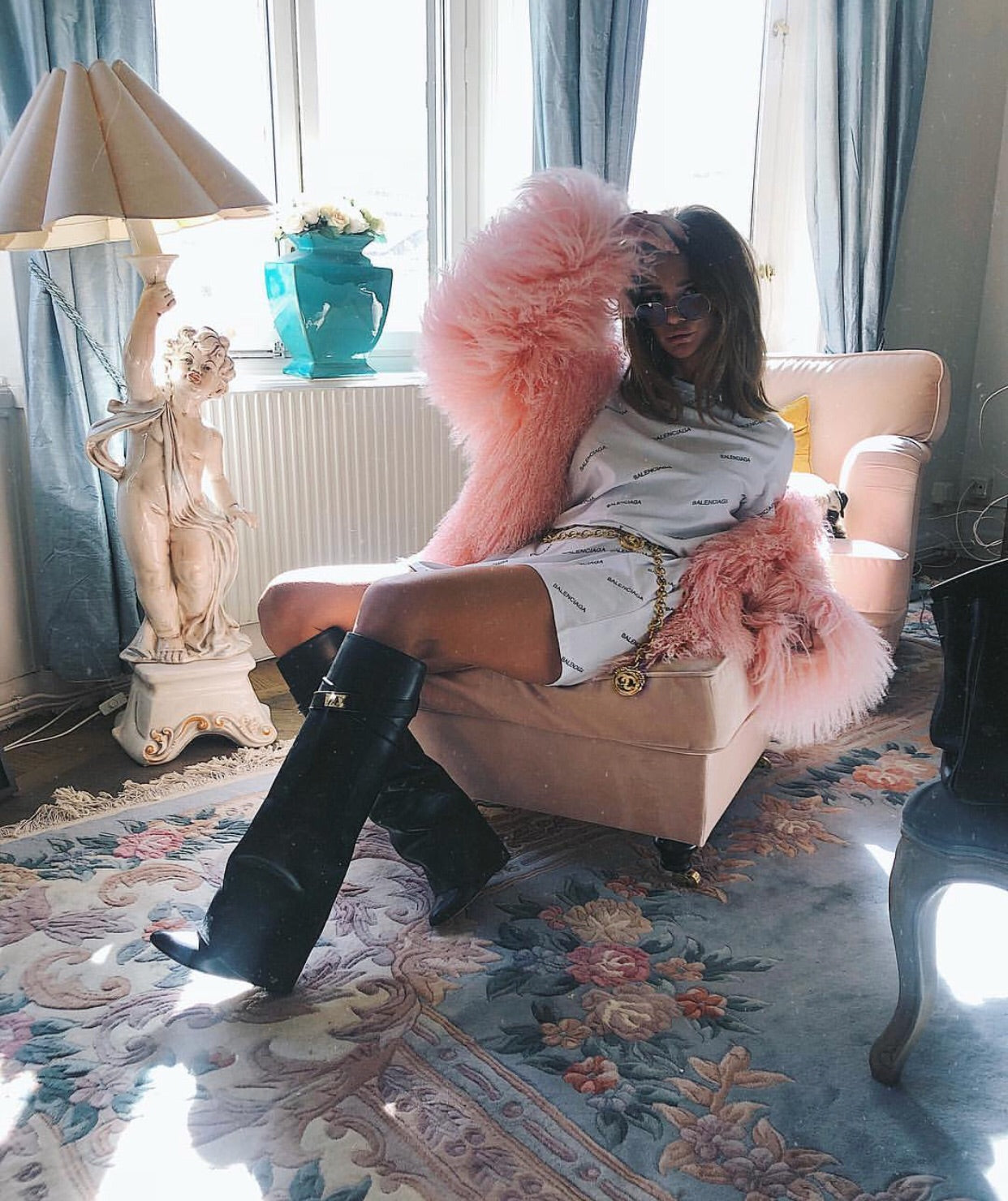 Mongolian Fur Coat - Pink