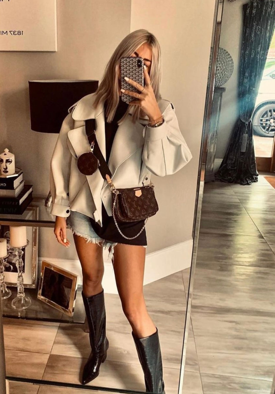 Oversized Leather Jacket - Off White