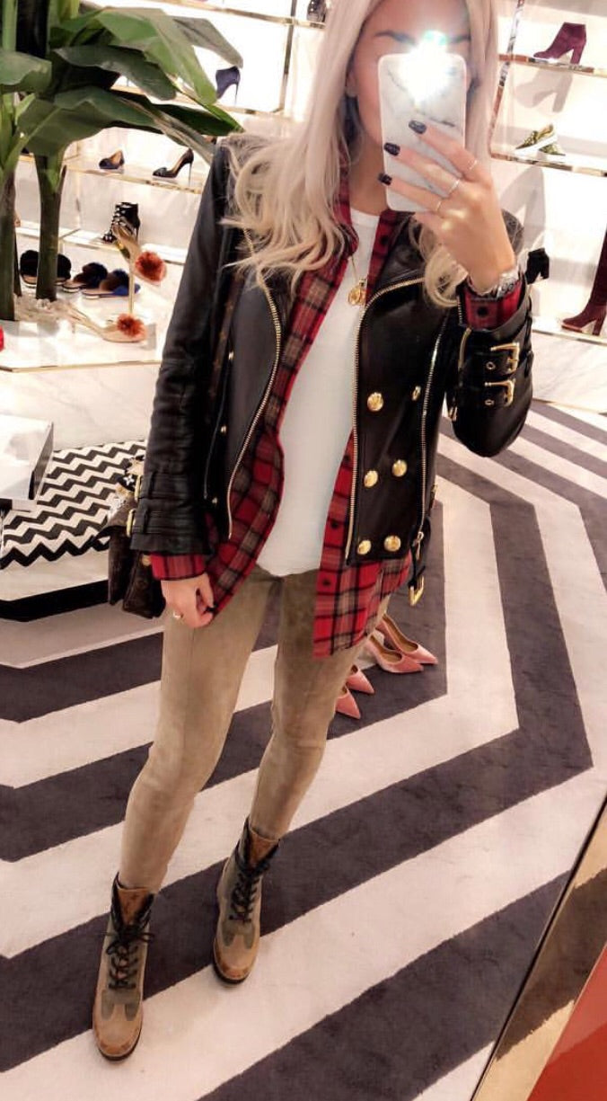 Hannah Leather Biker with gold Hardware