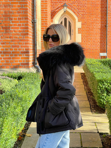 Sophia black coat - gold hardware