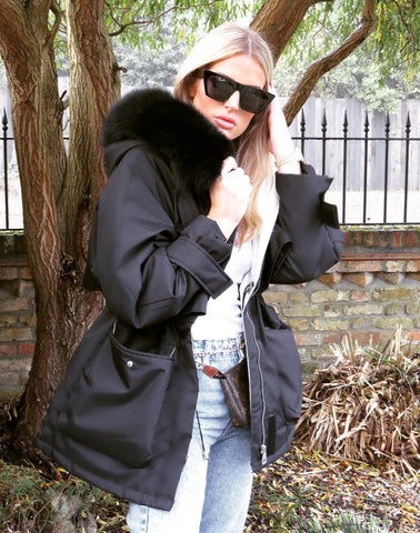Sophia black coat - gold hardware