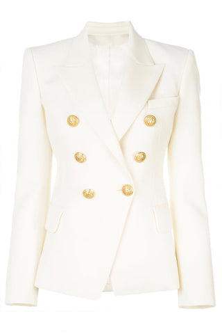 Double Breasted Blazer with Gold Hardware - Red