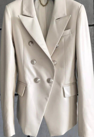Oversized Leather Jacket - Off White