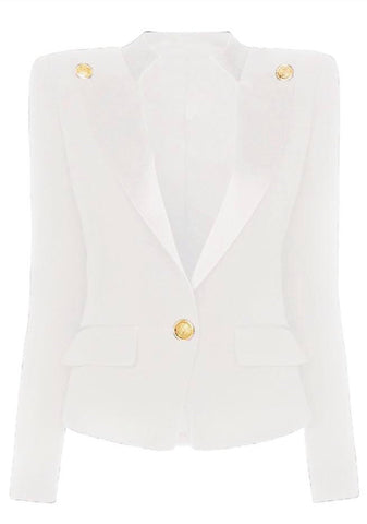 Double Breasted Blazer with Silver Hardware - Blush