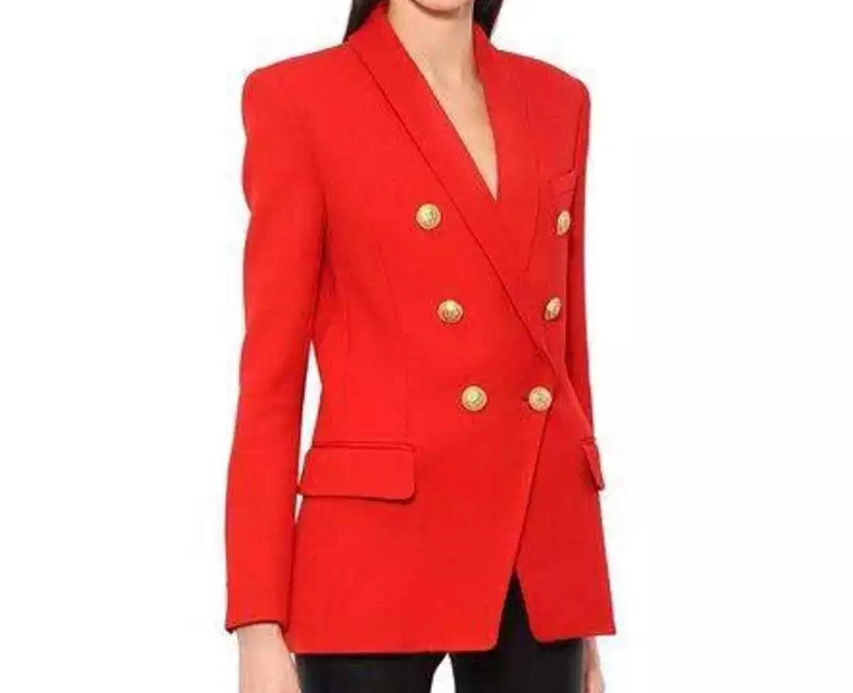 Long Length Double Breasted Blazer - Red – FHB