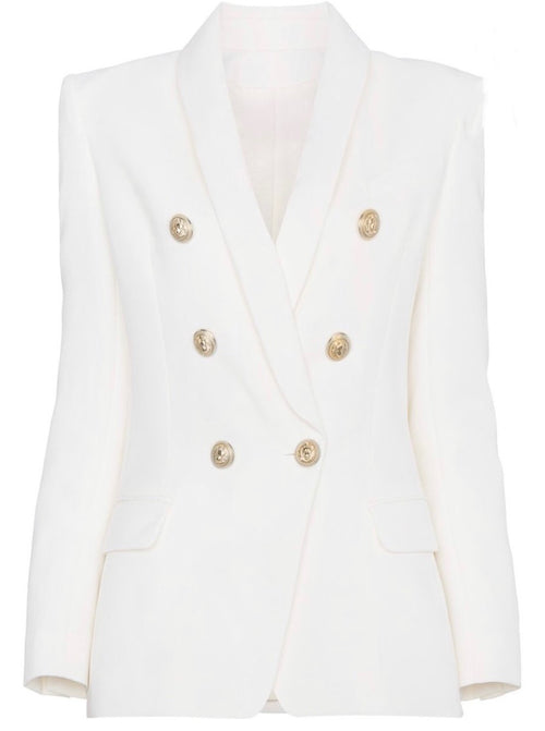 White Long Length Double Breasted Blazer