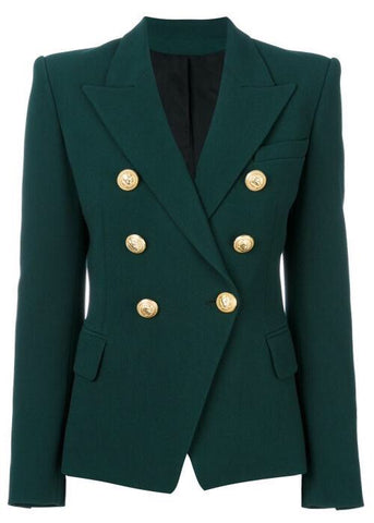 Double Breasted Blazer with Gold Hardware - Forest Green – FHB