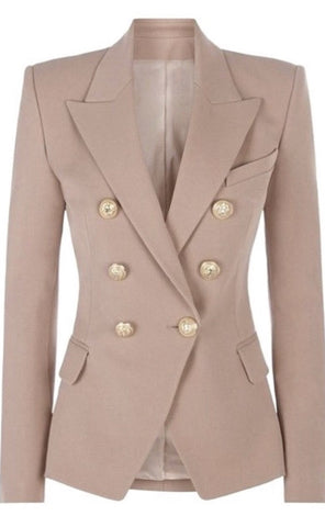 Tweed Blazer with Pearl Buttons - White