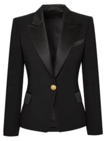 Tweed Blazer with Pearl Buttons - Black