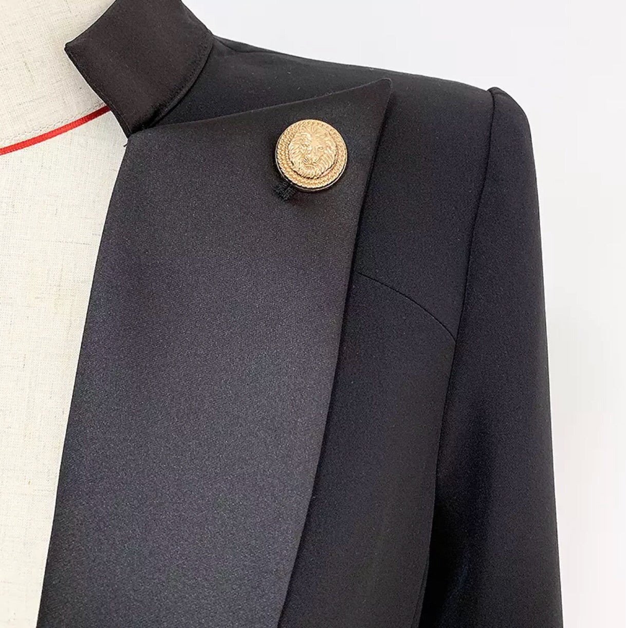 Collar Button Blazer - Black