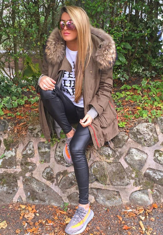 Kylie black coat - Natural fur