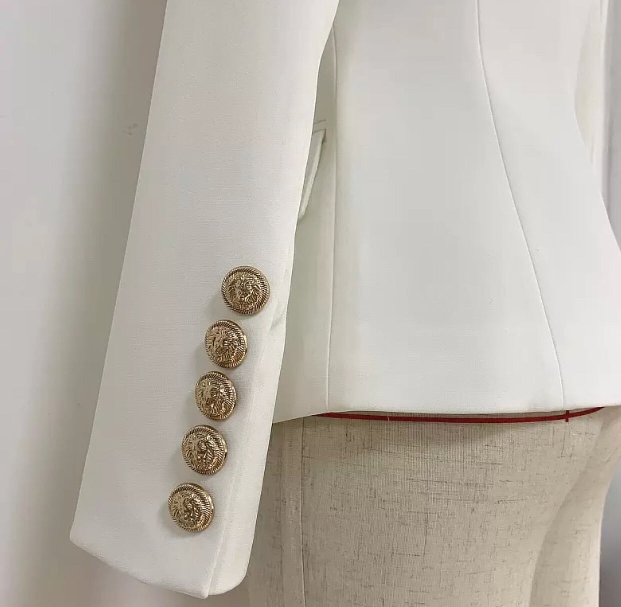 Collar Button Blazer - White