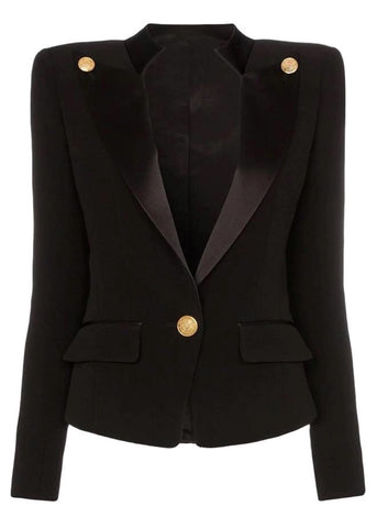 Double Breasted Blazer with Silver Hardware - Blush